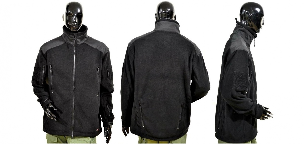 Куртка флис с накладками черн. р-р ХXL (3009)