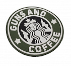 Патч ПВХ "Guns and Coffee" (79х79 мм) / Олива / 19438020 (Stich Profi)